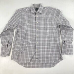 David Donahue Shirt Mens 16.5 32/33 Long Sleeve Dress French Cuff Gray Plaid